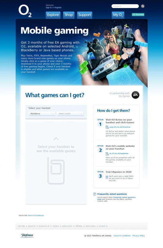 O2 Mobile gaming - Select phone